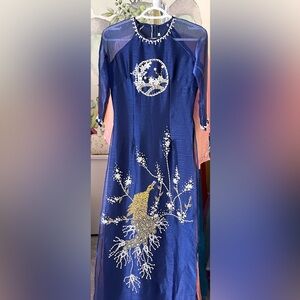 Ao dai to anh kim set/bộ, Vietnamese traditional Long dress truyen thong m 2 new